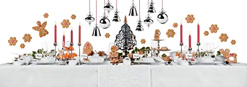 Alessi MW51 Dressed for X-Mas Weihnachtsdekoration aus Edelstahl 18/10 und Buchenholz, Silber, 27 x 48 x 27 cm