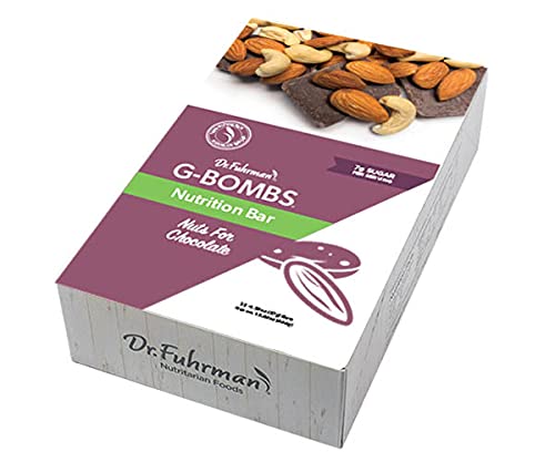 G-BOMBS Nutrition Bar, Nuts for Chocolate, Plant Based Protein, Organic Fruits, Vegetables, Nuts and Seeds – No Added Sugar, Sweetened Only With Real Fruit, 12 Pack