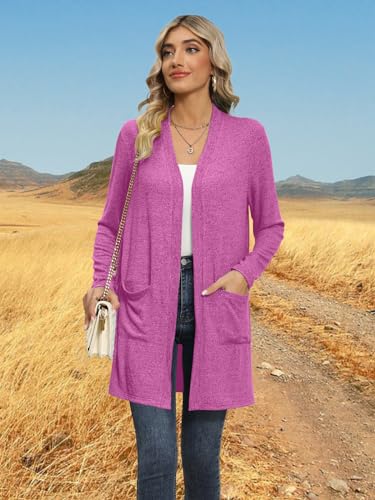 Image of DB MOON Womens Long Cardigan 2026 Fall Lightweight Long Sleeve Open Front Sweater with Pockets