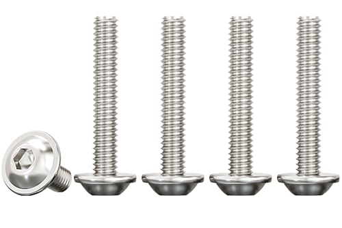 Drenky Flanged Button Head Screws M4 Bolts 50 Pcs Socket Flanged Button Screws M4 X 30mm 304 Stainless Steel Hexagon Socket Pan Head Screws Fully Thread Machine Screws, Rustproof