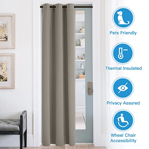 Image of RYB Home Blackout Curtains Thermal Insulating Privacy Temporary Door Curtains for Bedroom Closet Doorway Accordion Door Interior Living Room Kids Nursery Dining, Wide 60 x Long 90 inch, Sand