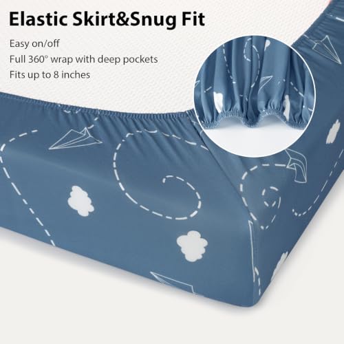 Image of Baby Crib Sheets for Boys and Girls, 3 Pack Toddler Bed Sheets for 52 inchx28 inch Standard Toddler Mattresses, Soft Microfiber Fitted Crib Sheets Neutral Sea Voyage Stamp