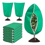 Eunika 6 PCS Plant Covers Freeze Protection, 47.2"x31.5" Frost Blankets with Zipper Drawstring Reusable Winter Plant Protectors Bag Covers for Outdoor Garden Trees, Shrubs Cover for Frost Cold Pest