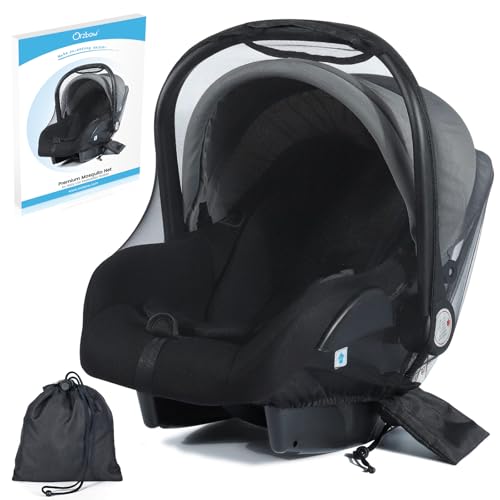 Orzbow Mosquito Net for Baby Car Seats, Universal & Breathable Infant Car Seat Insect Mesh Net, Encrypted Bug Net for Car Seat Protection, Suitable Summer Night Walking, Baby Camping & Travel, Black