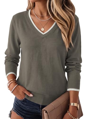 Image of Dokotoo Women's Wool Blend Crew Neck Casual Fall Sweaters Knit Tops | Lightweight,Long Sleeve,Fall Outftis,Dressy,Ribbed Hem,Business Casual Tops,Comfy Knit,Pullover,Basic Classic,Layer Clothes