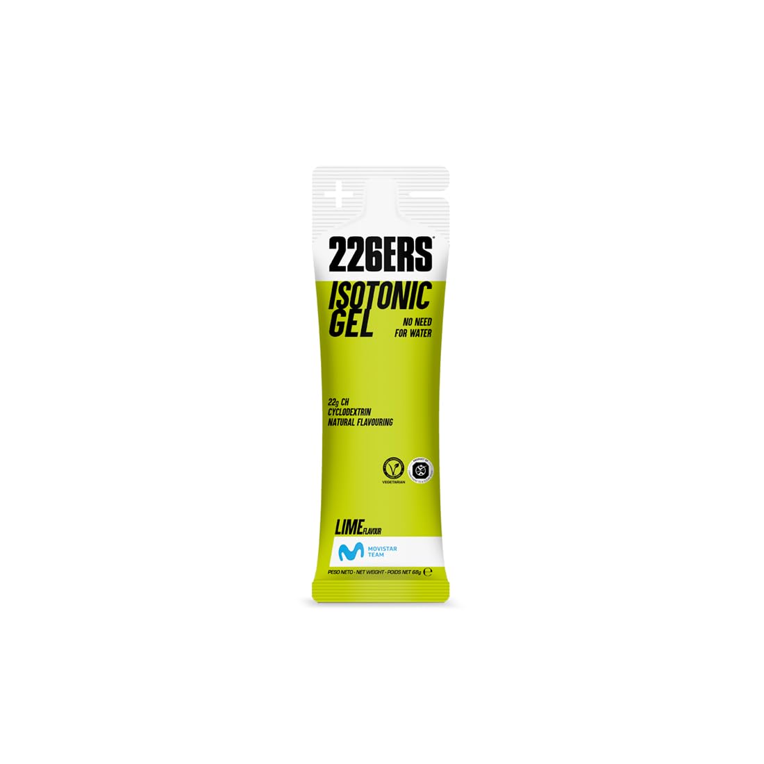 226ERS Isotonic Gel, Gel Enérgetico Isotónico con 22g de Ciclodextrina como Hidrato de Carbono, Doping Free, Vegano y Sin Gluten, Lima - 1 unidad