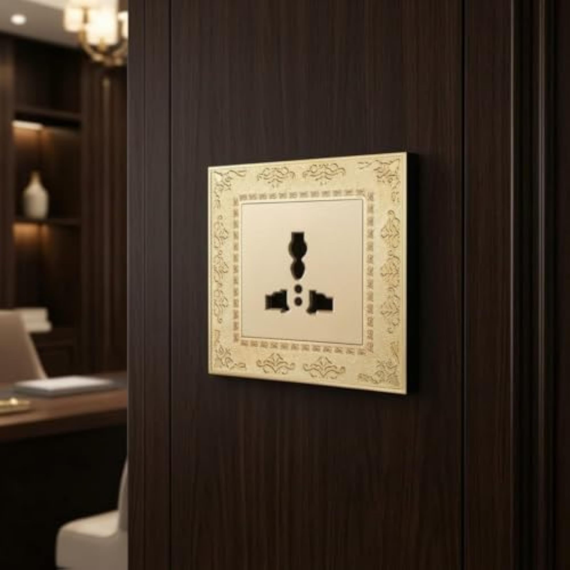 Antique Gold Decorative Outlet Panel Ornate Socket Plate