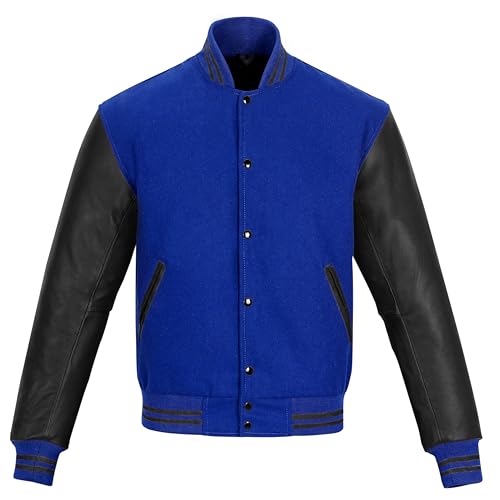 Image of Varsity Jacket Baseball Letterman Jacket- Wool and Leather Premium Quality Unisex Basketball Jacket
