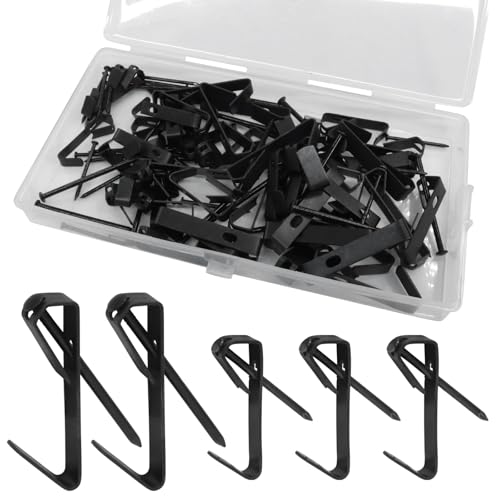 Image of Hordion 100pcs Picture Hanging Kit - 30lb, and 50lb Picture Hooks Metal Picture Hangers with Nails for Drywall Wooden Wall(Black)