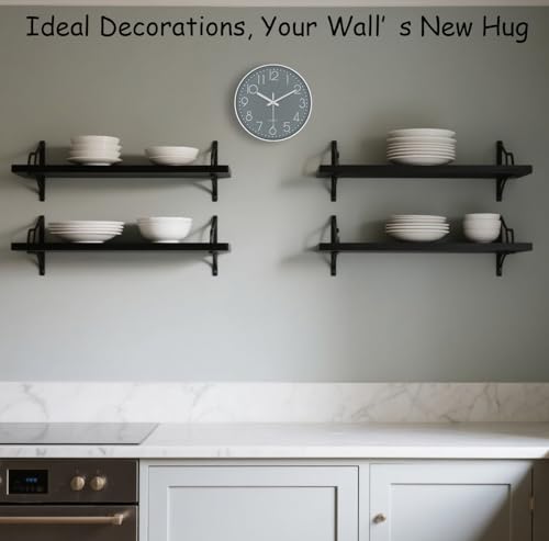 Image of Silent Wall Clocks Battery Operated 8 Inch, Analog Wall Clock with Oversized Number Tempered Glass Clock Face, Quartz Non Ticking Wall Clocks for Living Room Bedroom Kitchen Office, Grey
