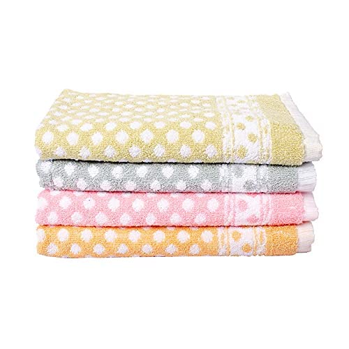 JENNY DENIAL 100% Cotton Hand Towels | wash Basin Dot Printed Light Color Soft & absorbant (450 GSM)(Size:: Medium 14 * 21) Combo Pack of 4pcs-image-1