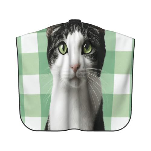 Capa para Corte de Pelo Estilo Cuadros Verde y Blanco miniatura 2