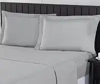 Jogo de Cama Casal 400 Fios Percal 04 Peças Com Lençol de Cima e Aba Americana, Antiácaro, Anti-pilling com Toque Macio - Cinza,Casal