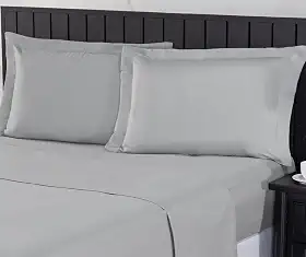 Jogo de Cama Casal 400 Fios Percal 04 Peças Com Lençol de Cima e Aba Americana, Antiácaro, Anti-pilling com Toque Macio - Cinza,Casal