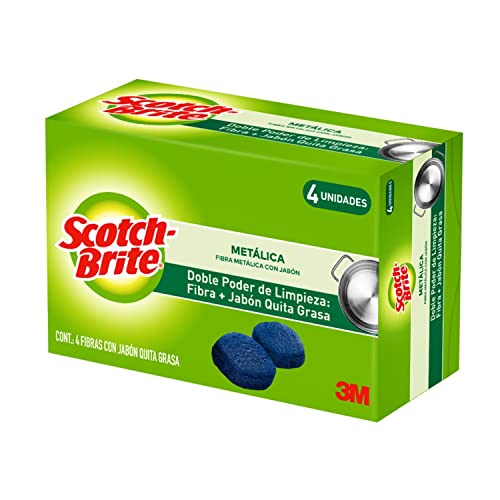 3M Scotch-Brite Fibra Metálica con Jabón, 4 Pack