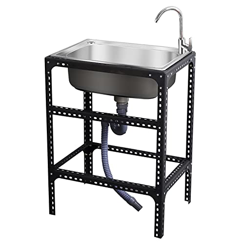 Lavabo utilitaire en inox avec robinet idéal pour équiper le garage et la ferme