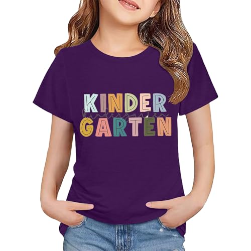 Toddler Baby Girl Back to School Outfit Kindergarten Pre K First Grade Short Sleeve T-Shirt First Day of