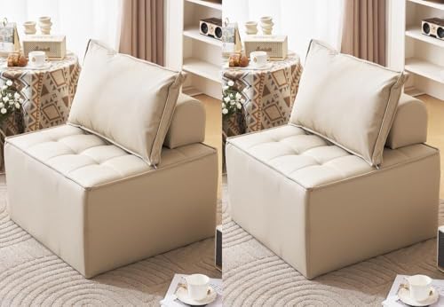 Sofá Modular seccional Convertible en Forma de L y en Forma de U,Juego de Muebles para Sala de Estar,sofá Moderno sin Brazos para Sala de Estar,Dormitorio y sofá de Estilo minimalista2 Piezas y Beige