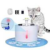 Leewakia Cat Water Fountain, 81oz Stainless Steel Top Pet Fountain with LED Light and Auto Power Off Pump, Water Drinking Dispenser with 2 Filters, 2 sponges & 1 Mat