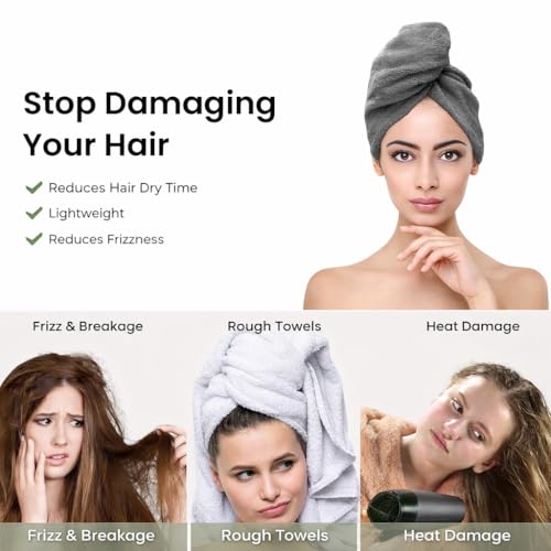 Image of Meliora Microfiber Magic Hair Towel Wrap, 1 Count | Super Soft, 500 GSM, Super Absorbent, Quick Dry Microfiber