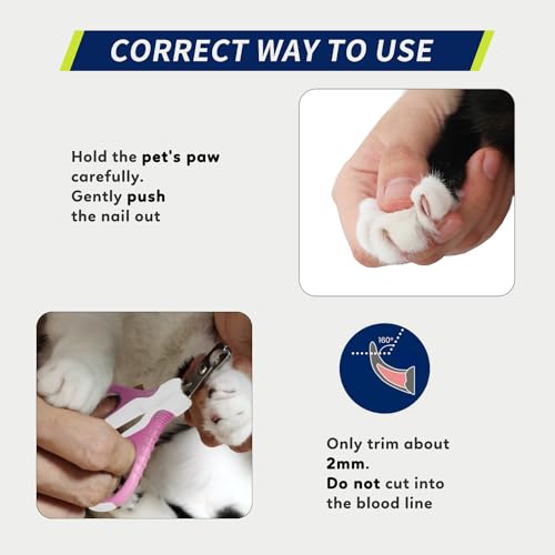 Image of WePet Pet Nail Clippers U07.1, Professional Claw Trimmer, Bended Scissor Special for Cats, Kittens, Dogs, Puppies, Small Animals, White /Thulian Pink