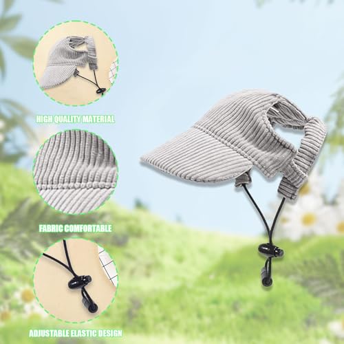 Hunde Baseballmütze, Verstellbar Sommer Sonnenschutz Hut Sonnenhüte mit Ohrlöchern, Haustier Sommer Hut für Welpen Hunde Mütze (Grau, M)