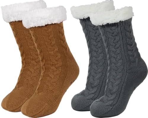 Image of BenSorts Women Winter Thick Slipper Socks with Grippers Warm Fuzzy Socks