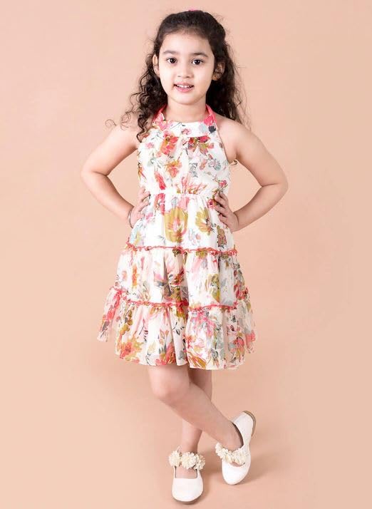 Image of Pspeaches Girl's Chiffon Knee-Length Dress