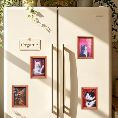 Imanes Decorativos de Madera con Diseño de Gato Retro 5 Pcs miniatura 3