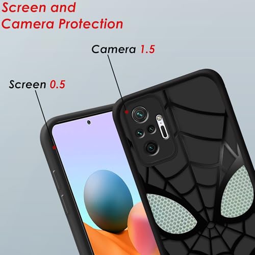 Image of Stylish Spider Back Case Cover Compatible for Mi Redmi Note 10 Pro /Pro Max | Spidey Face Mask Case | Soft Silicone | Camera & Full Body Protection | Shock Proof | (Black)