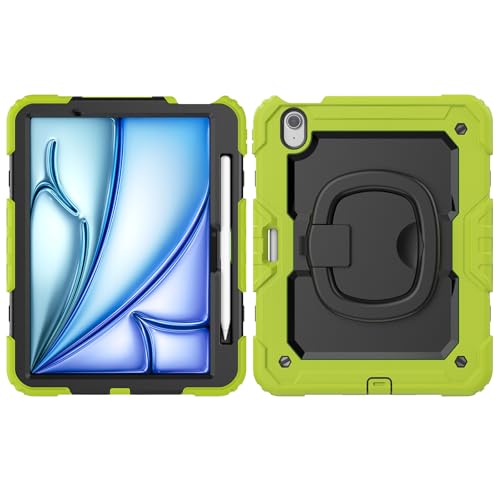 Coque iPad Air 11 M2 silicone anti-chute avec poignée rotative et porte-stylet