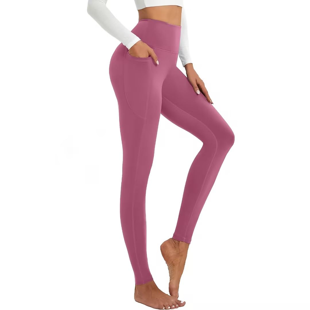ALAVIKING Yoga Pants for Women Double Layer High Waisted Yoga Leggings Tummy Control Workout Pants with Pocket Stretchy