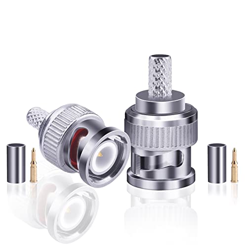 Fanbalunke BNC Male Connector 16 Pcs 50 Ohm BNC Male Plug Crimp Connector For 50 Ohm RG58 LMR195 RG142 RG223 Coaxial Cable BNC Type Solder Converter - Image 2