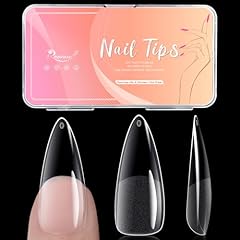 Long Half Matte Almond Nail Tips