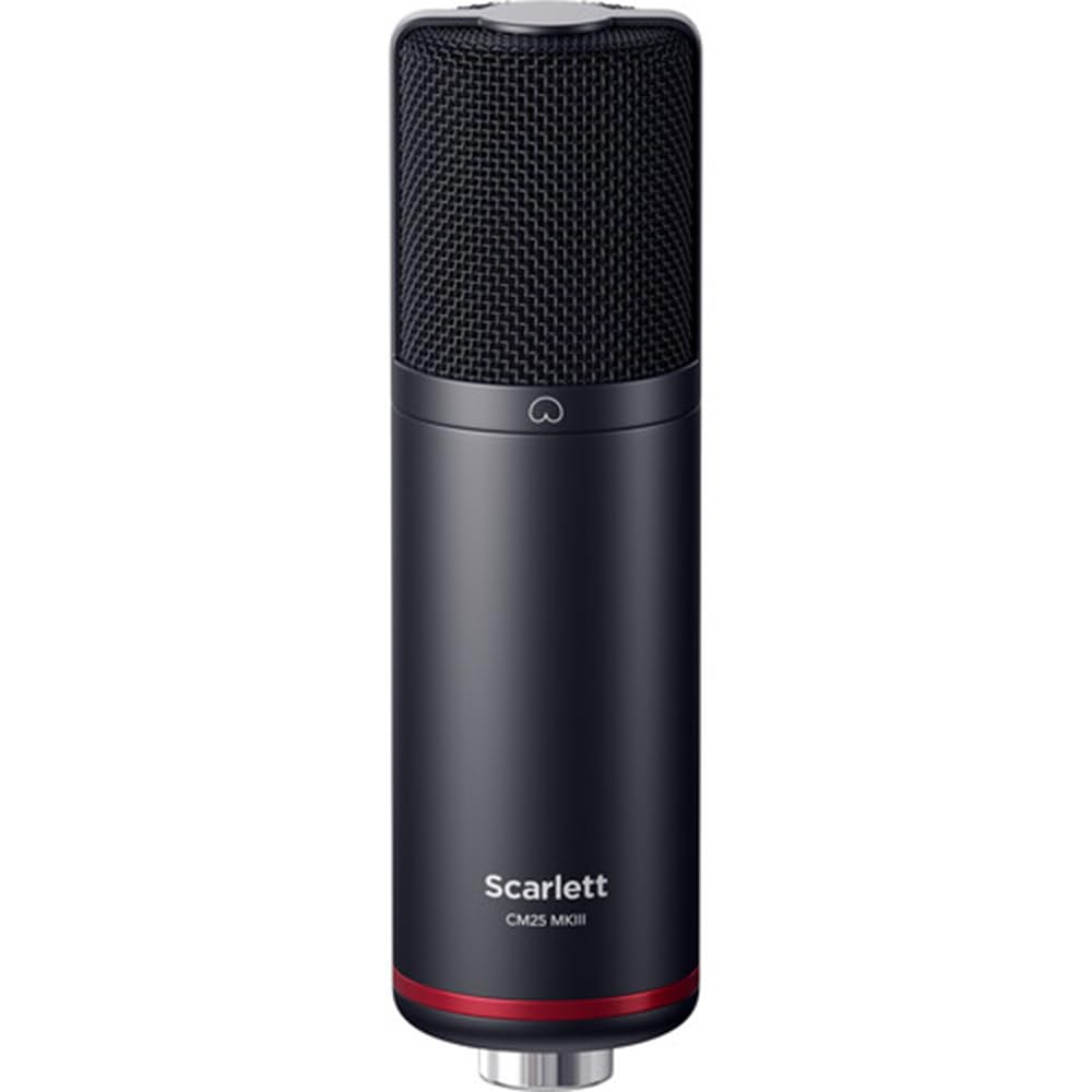 Focusrite Scarlett 2i2 USB-C Audio Interface (4a generazione) con treppiede microfono stand + Boom, supporto cuffie, filtro pop e 2 cavi XLR Bundle