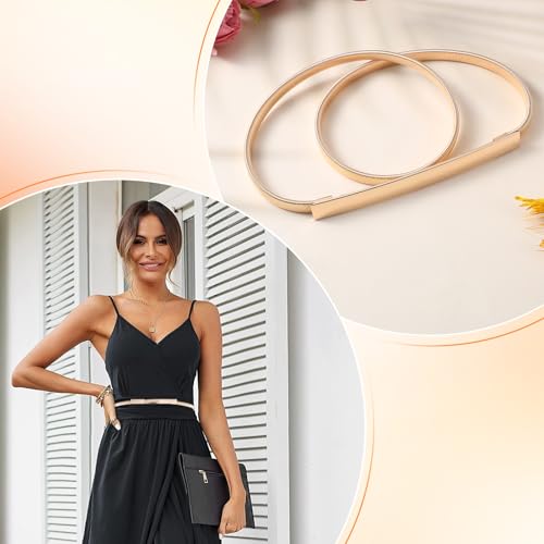 Skinny Metal Cinch Belt for Dress Fashion Retro Stretch Thin Waist Belt silver Waistband Elastic Chain Belts for Women3