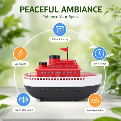 Difusor aromático eléctrico Qalvona 300 mL en forma de barco retro miniatura 6