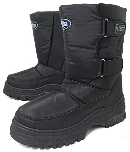 V-100 Alaska Men's Winter Boots Cold Weather Nylon Ski Warm Fur Lined Snow Shoes, Black (8 D(M) US, Black-2)