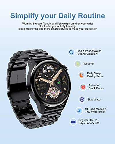 Smartwatch Herren mit Telefonfunktion, 1,32 Zoll Fitness Armbanduhr mit Pulsmesser Schlafmonitor,IP67 Wasserdicht Schrittzähler Sportuhr Uhren Herren für Android iOS - Image 6