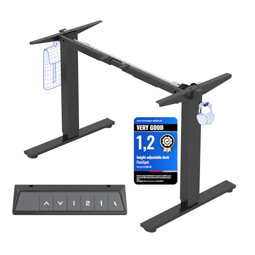 FLEXISPOT Basic Bureau Assis Debout Bureau Électrique Réglable en Hauteur, Cadre en Acier à 2 Étages avec Puissant MoteurBouton, Haut et Bas, Noir