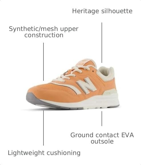 New Balance 997H V1 Lace-up Sneaker, Copper/Linen/Sea Salt, 13 US Unisex Little Kid — view 6