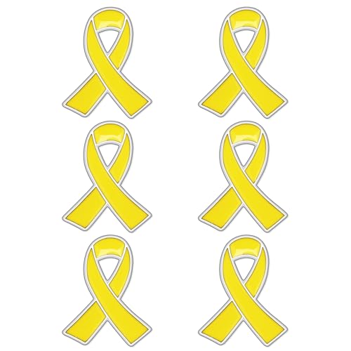 Image of 6Pcs Awareness Enamel Ribbon Lapel Pins Ribbon Brooch Pin for Charity Events Survivor Campaign Party Favors Supplies