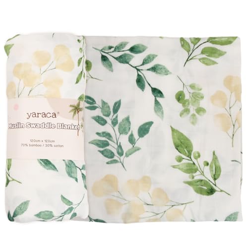 hongmo Mantas para Bebés 120x120cm Manta para Recién Nacido, Súper Suave Mantas Muselina Bebé Manta Verano Bebé, 70% Bambú & 30% Algodón (césped Verde)