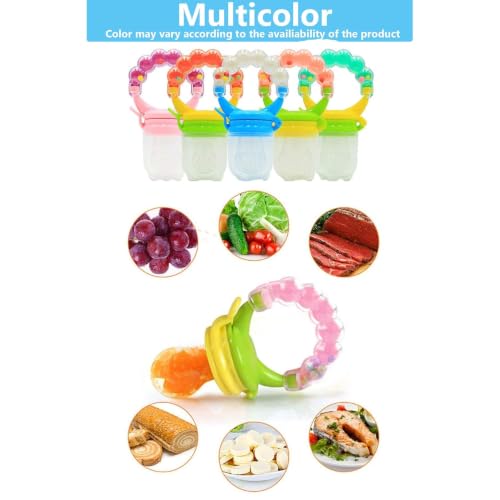 Image of Wishkey Food Nibbler teethers for 6 to 12 Months Baby Fruit Feeder BPA Free Silicone Nibbler Anti-Choking Baby Feeding Teether Fruit & Vegetable Feeder for Infants & Toddlers Multicolor