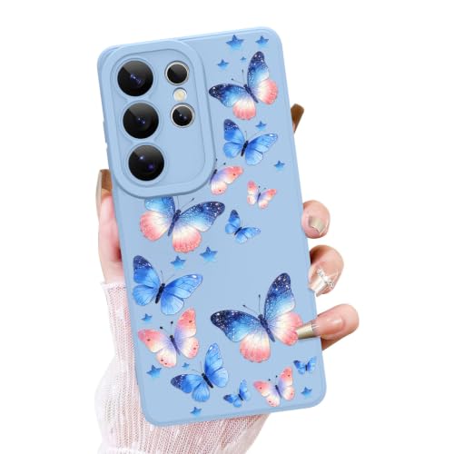 Coque Samsung S26 Ultra papillon bleu antichoc en TPU souple pour femme