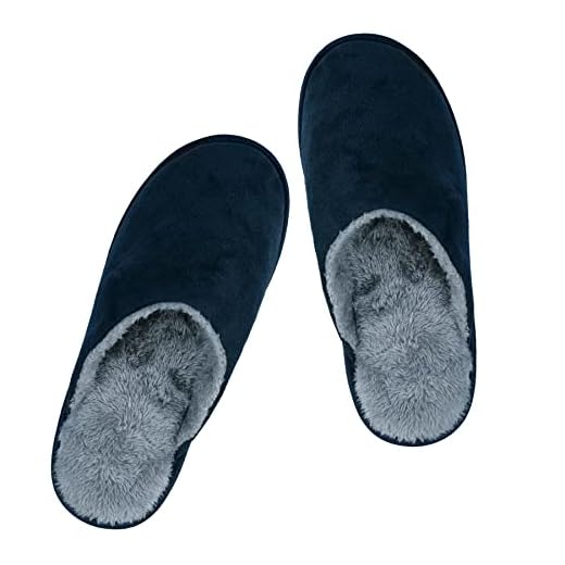 riemot Zapatillas de Estar por Casa Hombre Mujer Zapatillas de Invierno Antideslizantes CáLido Zapatos Memory Algodón Pantuflas Suave y Cómodo para Interior y Exterior azul marino EU44-45
