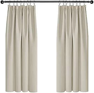 Deconovo Super Soft Thermal Insulated Pencil Pleat Blackout Curtains for Bedroom 46 x 54 Inch Light Beige 2 Panels
