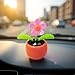 Orange Solar Dancing Flower Car Dashboard Decorations - Funny Solar Powered Dancing Flower Pot Car Ornaments Flower Swinging Toy for Car Decor, Funny Gifts, Solar Power Kits