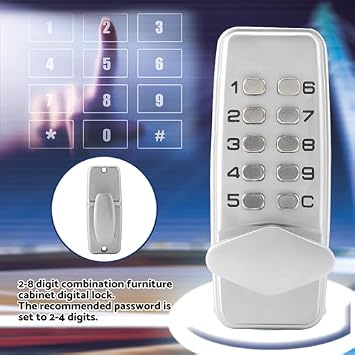 Mechanical Keyless Door Lock, 2-8 Digit Code Combination Entry Door Lock Password Security Coded Lock Push Button Keypad Lock for Home Office