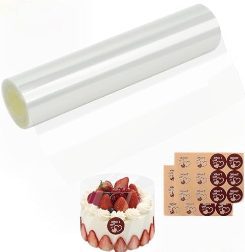 Daczly Tortenrandfolie Wiederverwendbar 20cm x 5m Transparent Tortenfolie Tortenring Folie Torten Folienrand für Herstellung von Kuchen Tortendeko Schokolade Mousse